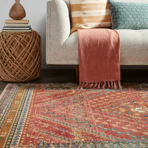 Prisma Vibe By  Selah Medallion Red/ Gold Area Rug (7'6"X9'6")