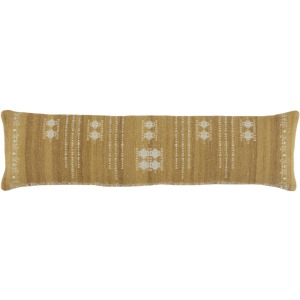 Puebla Eisa Tribal Light Green/ Light Gray Down Lumbar Pillow