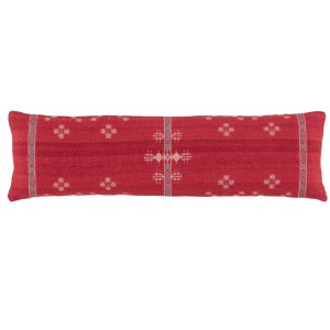 Puebla Katara Tribal Red/ Gray Down Lumbar Pillow
