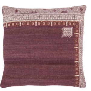 Puebla Rania Tribal Purple/ White Poly Throw Pillow 22 inch