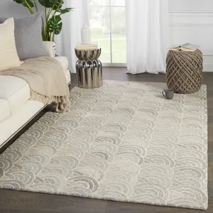 Pathways by Verde Home Verde Home by  Tokyo Handmade Geometric Gray/ Ivory Area Rug (8'X10')