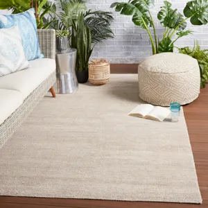 Rebecca Limon Indoor/ Outdoor Solid Light Taupe Area Rug (9'X12')