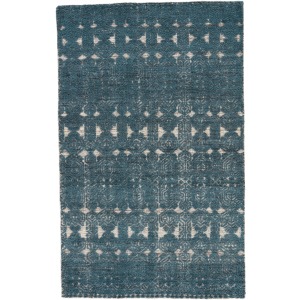 Reign Abelle Hand-Knotted Medallion Teal/ White Area Rug