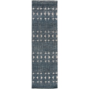 Reign Abelle Hand-Knotted Medallion Teal/ White Runner Rug (3'X10')