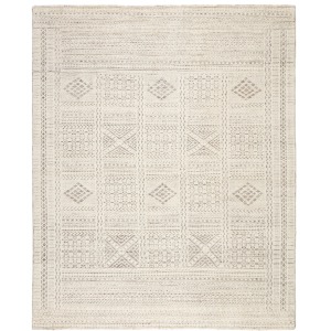 Reign Jadene Hand-Knotted Geometric White/ Light Gray Area Rug