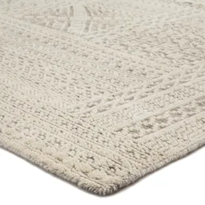 Reign Jadene Hand-Knotted Geometric White/ Light Gray Area Rug (9'X13')