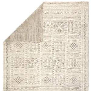Reign Jadene Hand-Knotted Geometric White/ Light Gray Area Rug (9'X13')