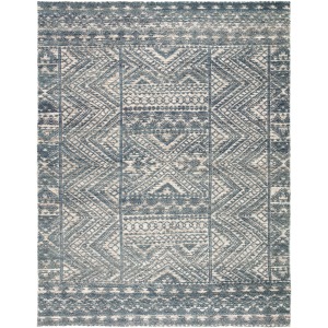 Reign Prentice Hand-Knotted Geometric Blue/ Ivory Area Rug