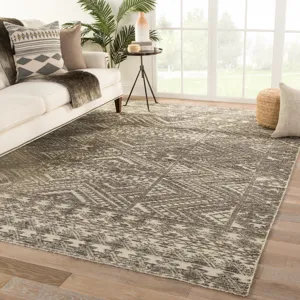 Reign Prentice Hand-Knotted Geometric Dark Gray/ Taupe Area Rug (5'X8')