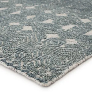 Reign Abelle Hand-Knotted Medallion Teal/ Light Gray Area Rug (9'X13')