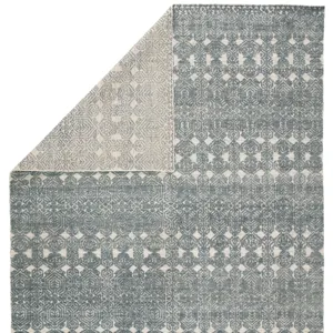 Reign Abelle Hand-Knotted Medallion Teal/ Light Gray Area Rug (9'X13')