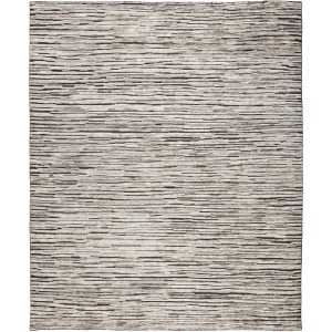 Reign Ramsay Hand-Knotted Striped Dark Gray/ Ivory Area Rug