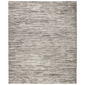 Reign Ramsay Hand-Knotted Striped Dark Gray/ Ivory Area Rug (8'X10')
