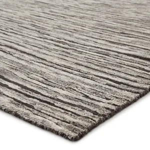 Reign Ramsay Hand-Knotted Striped Dark Gray/ Ivory Area Rug (8'X10')