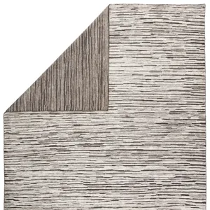 Reign Ramsay Hand-Knotted Striped Dark Gray/ Ivory Area Rug (8'X10')