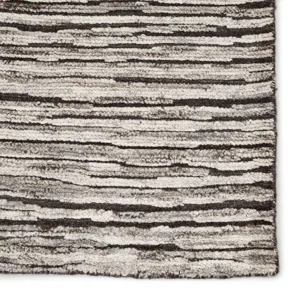Reign Ramsay Hand-Knotted Striped Dark Gray/ Ivory Area Rug (8'X10')