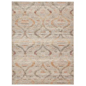 Rhythmik by Nikki Chu Nikki Chu by  Jive Indoor/ Outdoor Trellis Gray/ Orange Area Rug (4'X5'8")
