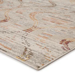 Rhythmik by Nikki Chu Nikki Chu by  Jive Indoor/ Outdoor Trellis Gray/ Orange Area Rug (4'X5'8")