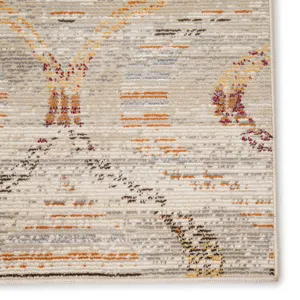 Rhythmik by Nikki Chu Nikki Chu by  Jive Indoor/ Outdoor Trellis Gray/ Orange Area Rug (4'X5'8")