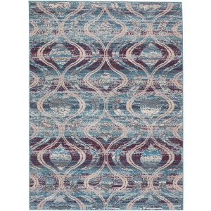 Rhythmik by Nikki Chu Nikki Chu by  Jive Indoor/ Outdoor Trellis Blue/ Fuchsia Area Rug (8'10