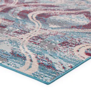 Rhythmik by Nikki Chu Nikki Chu by  Jive Indoor/ Outdoor Trellis Blue/ Fuchsia Area Rug (8'10"X12')