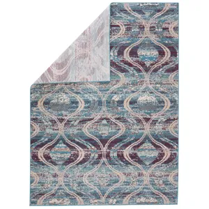 Rhythmik by Nikki Chu Nikki Chu by  Jive Indoor/ Outdoor Trellis Blue/ Fuchsia Area Rug (8'10"X12')