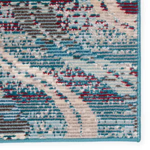 Rhythmik by Nikki Chu Nikki Chu by  Jive Indoor/ Outdoor Trellis Blue/ Fuchsia Area Rug (8'10"X12')
