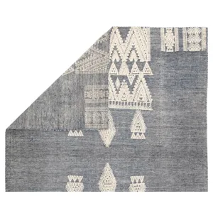 Rize Torsby Hand-Knotted Tribal Blue/ Ivory Area Rug (8'X10')
