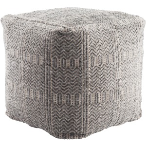 Roanoke Destrie Indoor/ Outdoor Tribal Gray Cube Pouf