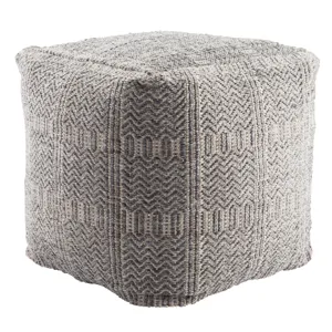 Roanoke Destrie Indoor/ Outdoor Tribal Gray Cube Pouf