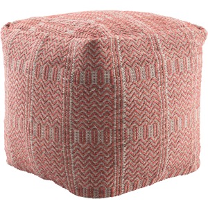 Roanoke Destrie Indoor/ Outdoor Tribal Red/ Light Gray Cube Pouf