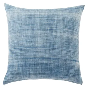 Revolve Morgan Handmade Soild Blue/ White Down Throw Pillow 22 inch