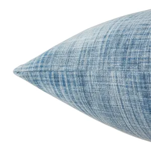 Revolve Morgan Handmade Soild Blue/ White Down Throw Pillow 22 inch