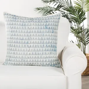 Revolve Yonah Handmade Geometric Blue/ White Down Throw Pillow 22 inch