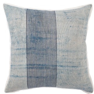 Revolve Alicia Handmade Stripe Blue/ White Poly Throw Pillow 22 inch