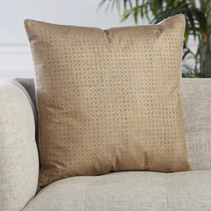 Revolve Bayram Trellis Gold/ Light Gray Poly Throw Pillow 22 inch