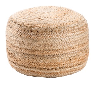 Saba Sangam Solid Beige Cylinder Pouf