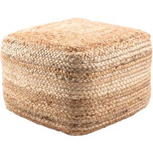 Saba Sangam Solid Beige Cuboid Pouf