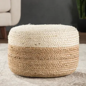Saba Oliana Ombre White/ Beige Cylinder Pouf