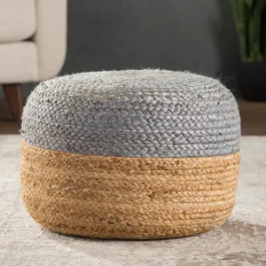 Saba Oliana Ombre Light Gray/ Beige Cylinder Pouf
