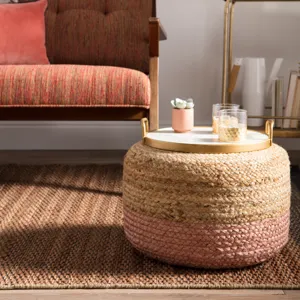 Saba Oliana Ombre Beige/ Light Pink Cylinder Pouf