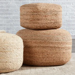 Saba Mesa Solid Natural Cylinder Pouf