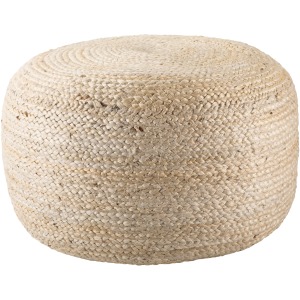Saba Mesa Solid White Cylinder Pouf