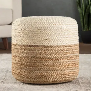 Saba Oliana Ombre White/ Beige Cylinder Pouf