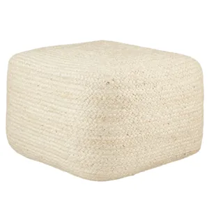 Saba Sangam Solid Ivory Cuboid Pouf