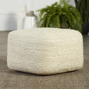 Saba Sangam Solid Ivory Cuboid Pouf