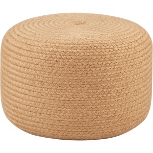 Saba Solar Vibe by  Santa Rosa Indoor/ Outdoor Solid Beige Cylinder Pouf