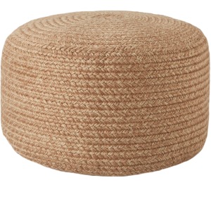 Saba Solar Vibe by  Santa Rosa Indoor/ Outdoor Solid Light Tan/ Beige Cylinder Pouf