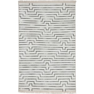 Satellite Alloy Handmade Geometric White/ Black Area Rug