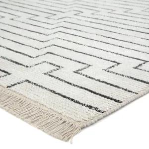 Satellite Alloy Handmade Geometric White/ Black Area Rug (5'X8')